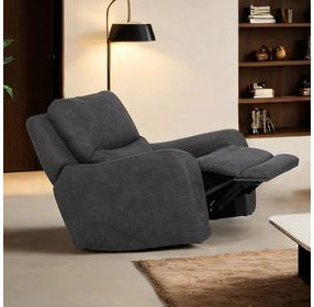 Demetrius Dark Gray Power Recliner with USB Charging