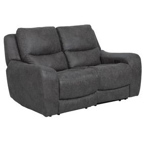 Demetrius Dark Gray Power Reclining Loveseat with USB Charging
