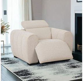 Thaddea White Power Recliner with USB Charging
