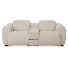 Thaddea White Power Reclining Loveseat with USB Charging