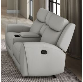 Jacobus Light Gray 78" Manual Reclining Loveseat with Console