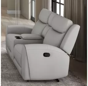 Jacobus Light Gray 78" Manual Reclining Loveseat with Console