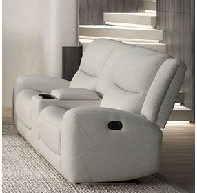 Giraldus Beige 79" Manual Reclining Loveseat with Console