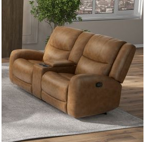 Leolinus Brown 79" Manual Reclining Loveseat with Console