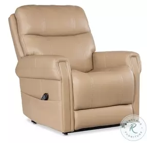 Carroll Sorrento Sand Leather Power Recliner with Power Headrest Lumbar And Lift