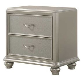 B0846J Silver 2 Drawer Nightstand