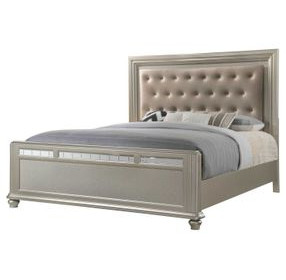 B0846J Silver Upholstered King Panel Bed