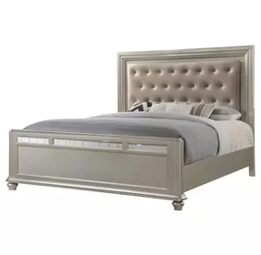 B0846J Silver Upholstered King Panel Bed
