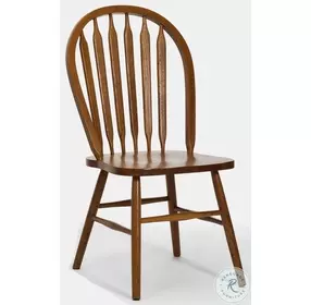 Classic Oak Burnished Rustic Plain Arrow Back Side Chair