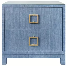 Cole Blue Dyed Rectangular 2 Drawer Glass Top Side Table