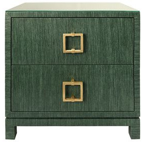 Cole Green Dyed Rectangular 2 Drawer Glass Top Side Table