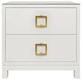 Cole White Rectangular 2 Drawer Glass Top Side Table