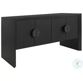 Colt Black Painted Grasscloth 4 Door Buffet