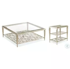 Sociables Taupe Silver Leaf Square Occasional Table Set