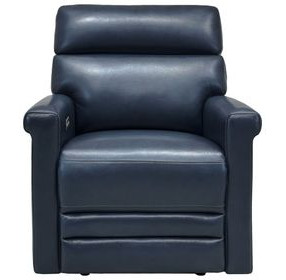 Corbyn Shoreham Blue Leather Power Recliner with Power Headrest and USB Charging