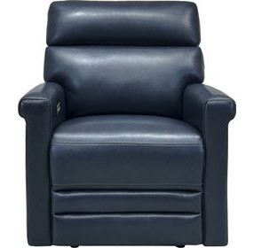 Corbyn Shoreham Blue Leather Power Recliner with Power Headrest and USB Charging