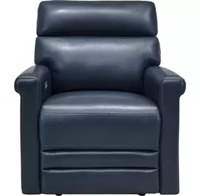 Corbyn Shoreham Blue Leather Power Recliner with Power Headrest and USB Charging