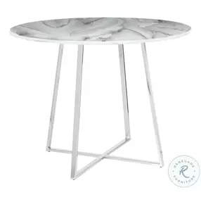 Cosmo Chrome And White Marble Dining Table