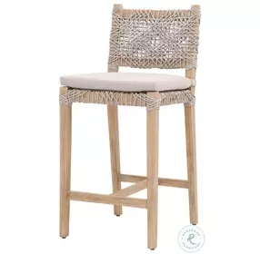 Costa Taupe And White Flat Rope Performance Fabric Counter Height Stool