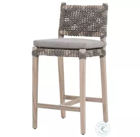 Costa Dove Flat Rope And Gray Teak Performance Fabric Outdoor Counter Height Stool