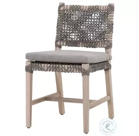 Costa Dove Flat Rope And Gray Teak Performance Fabric Outdoor Dining Chair Set Of 2