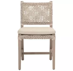 Costa Beige Performance Fabric Outdoor Dining Chair Set of 2
