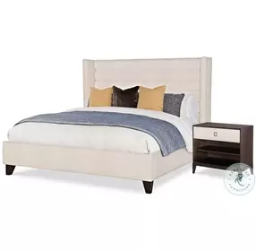 Details Case Off White Upholstered Wing Platform Bedroom Set
