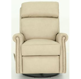 Crews Cashmere Stone Leather Swivel Glider Recliner