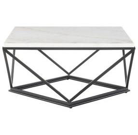 Conner Black And White Marble Top Square Coffee Table