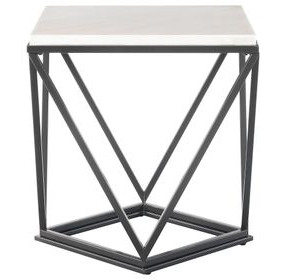 Conner Black And White Marble Top Square End Table