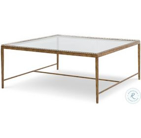 Logan Glass And Warm Gold Leaf Brass Square Cocktail Table