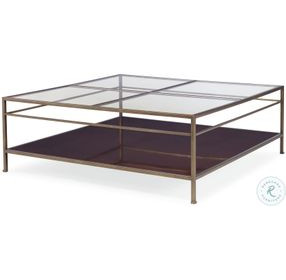 Hyde Park Glass And Antique Brass 55" Cocktail Table