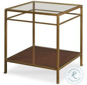 Hyde Park Glass And Antique Brass Chairside Table