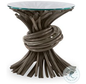 Knot Clear Glass And Grey End Table