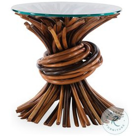Knot Clear Glass And Natural End Table