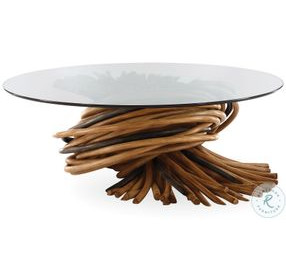 Knot Clear Glass And Natural Cocktail Table