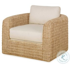 Bottega Flax And Natural Rattan Swivel Chair