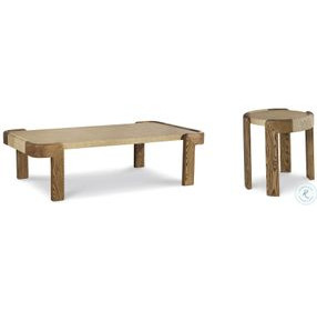 Bohdi Mid Tone Brown And Natural Raffia Occasional Table Set