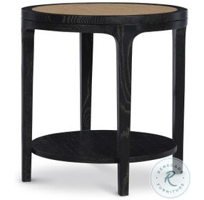 Rohan Black And Natural Cane Side Table