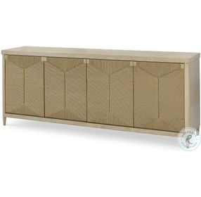 Palmetto Light Grey And Abaca Rope 4 Door Credenza