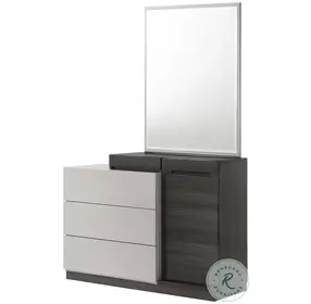Cube High Gloss Light And Dark Zebra Gray Dresser And Mirror