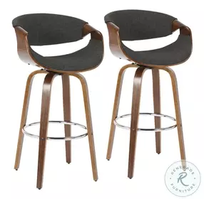 Curvo Charcoal 30" Bar Stool Set Of 2