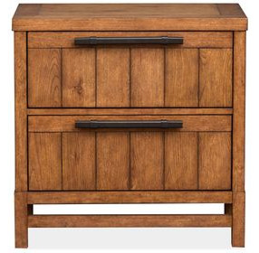 Everpine Honey Wheat 2 Drawer Nightstand with USB Charging