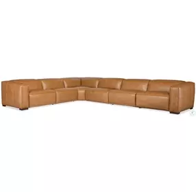 Fresco Brown Leather 6 Piece Power Reclining Sectional With 4 Power Recliners