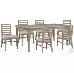 Meadowbrook Whitewash And Sand Top Rectangle Leg Extendable Dining Room Set