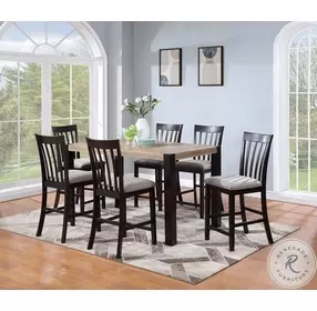 D00507 Black And Oak Counter Height Dining Room Set