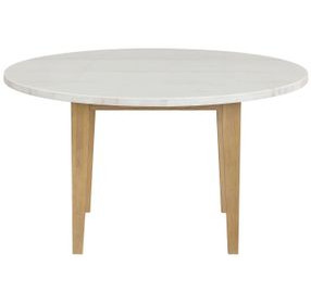 Essence Natural and White 54" Round Marble Top Dining Table
