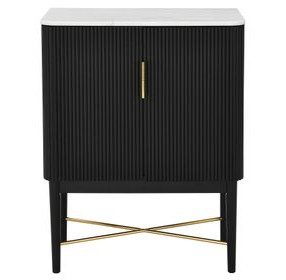 Vida Black 2 Door Marble Top Wine Cabinet