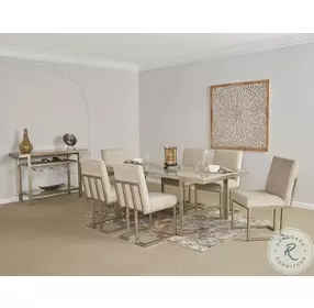 D00263-DT Natural Stone And Steel Dining Room Set