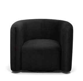 Curves Black Performance Fabric Upholstered Swivel Accent Chair